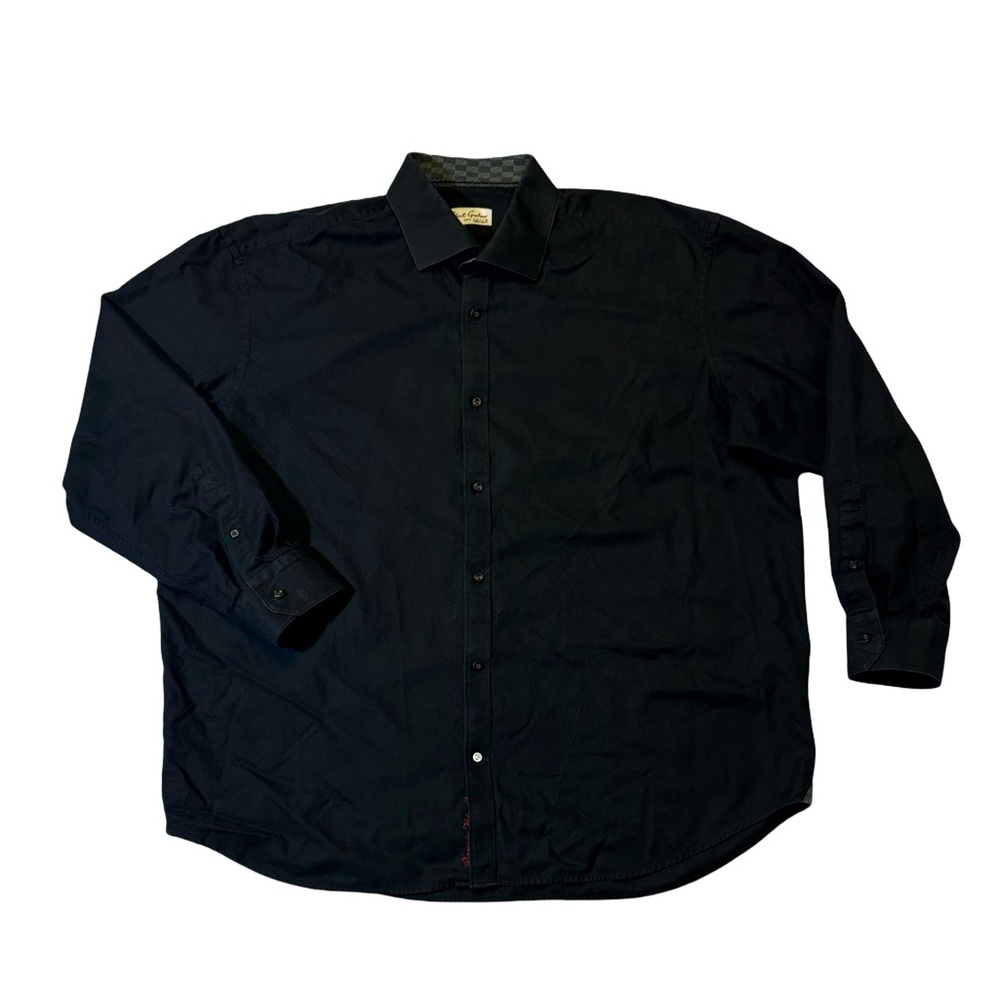 Robert Graham mens 19 48 black solid subtle pattern dress shirt EUC
